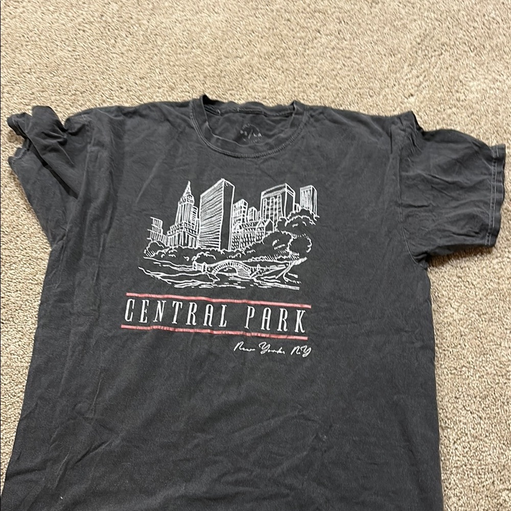 PacSun Black Short Sleeve Tee with Cityscape Design